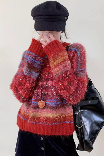 Gradient Color Long Sleeve Knit Sweater