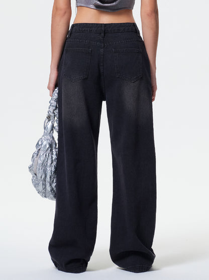 Pocket Design Blue Wash Boyfriend Jeans