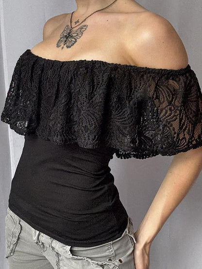 Lace Panels Short Sleeve