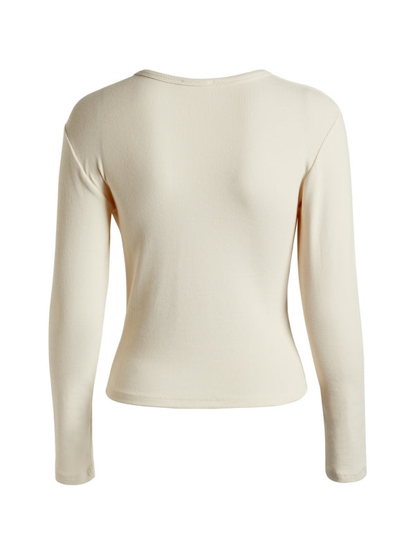 Cutout Irregular Neckline Long Sleeve Tee