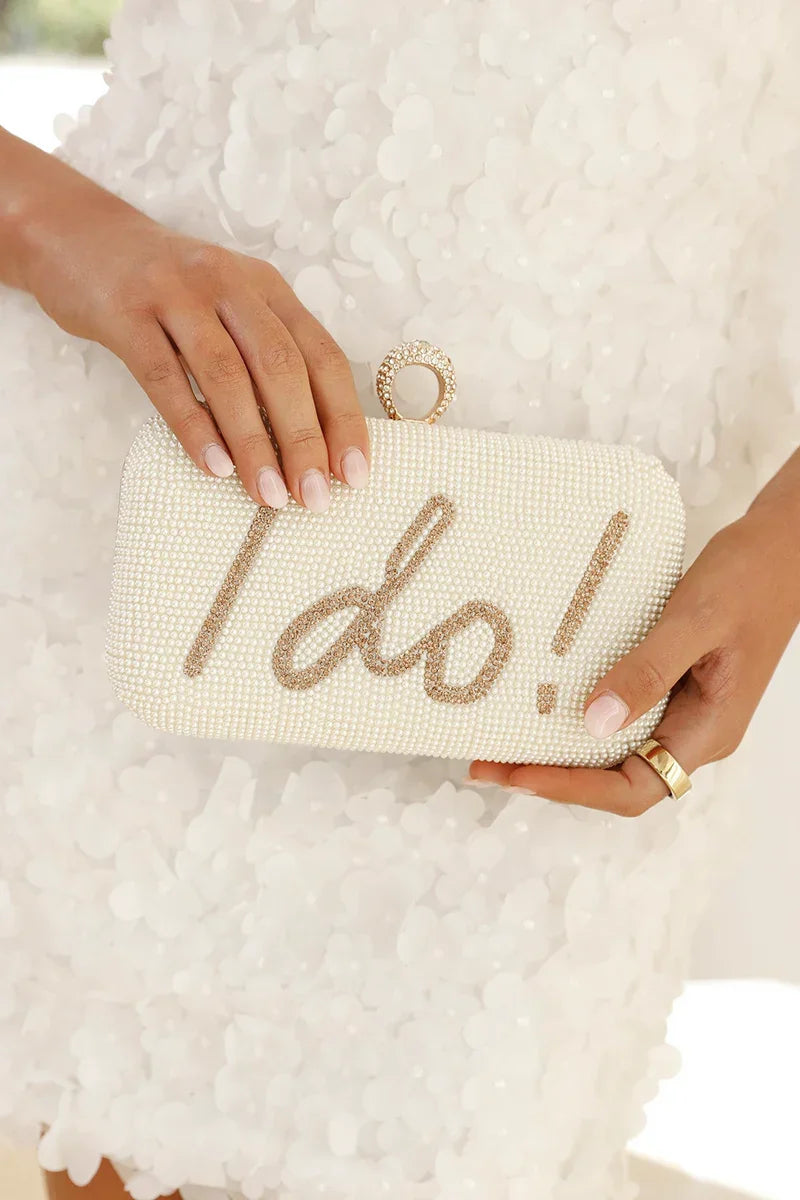 Clutch de lentejuelas I DO - Dorado/Blanco