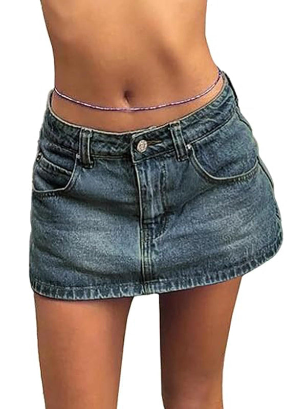 Vintage Blue Micro Denim Skirts