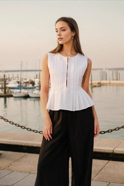 Textured Smocked Sleeveless Cami Top