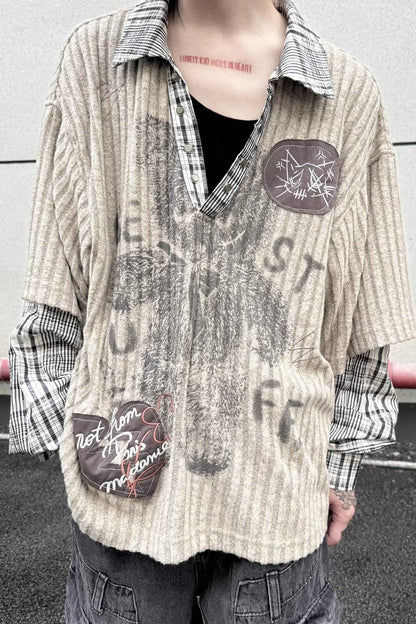 Vintage Printed Loose Fit Blouse