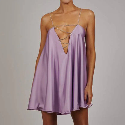 Chain Suspender Hollow Mini Dress