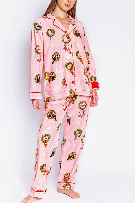 Conjunto de pijama con estampado de corona de gatitos