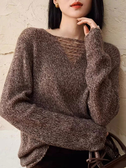 Mia Casual Crew Neck Hollow Knitted Top