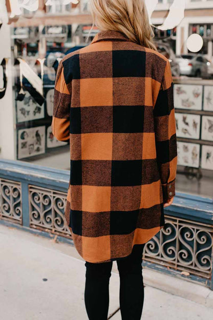 Casual Loose And Versatile Contrasting Plaid Button Tops