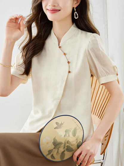 Khloe Loose Stand Collar Solid Color Shirt