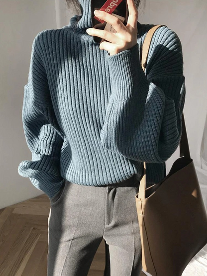Jersey de cuello alto extragrande con forro grueso para mujer | Ideal para otoño/invierno