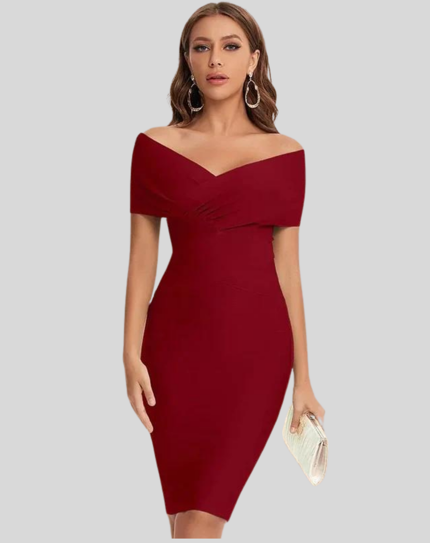 Women's Elegant Solid Color Off-Shoulder Midi Dress | Ideal for Spring/Summer
