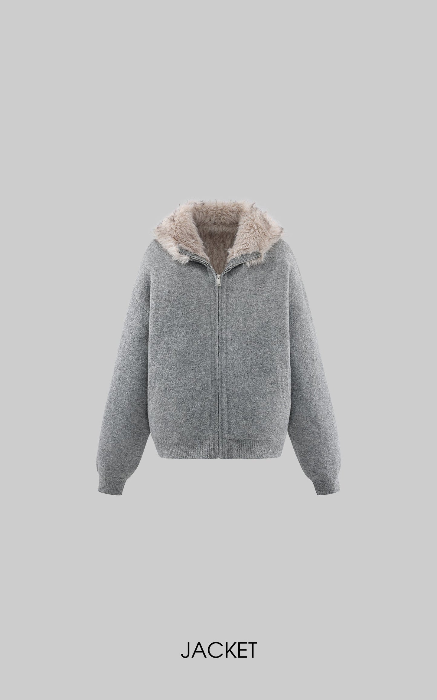 Furry Hood Jacket & Knit Hood Hat Set with Slim Top and Drawstring Shorts