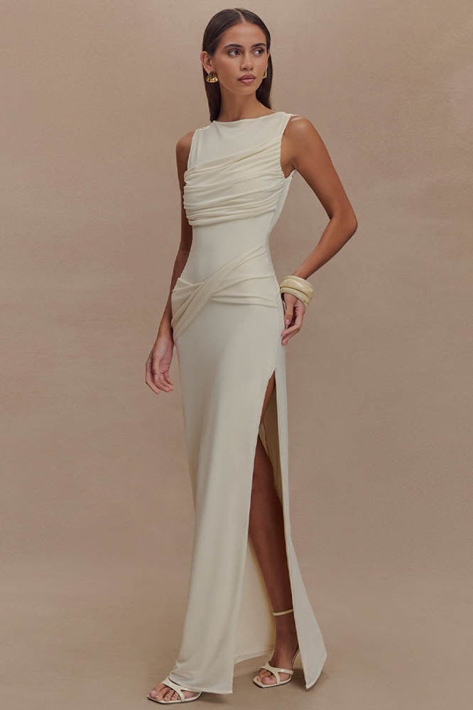 Serene Trace Backless Midi Dress