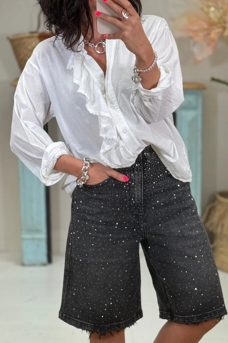 Bermudas con diamantes de imitación