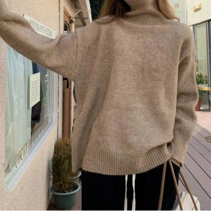 Jersey de punto holgado y suave con cuello alto para mujer | Ideal para otoño/invierno