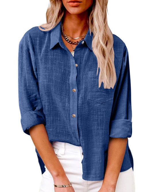 Camisa elegante de lino de manga larga con botones | Ideal para días informales