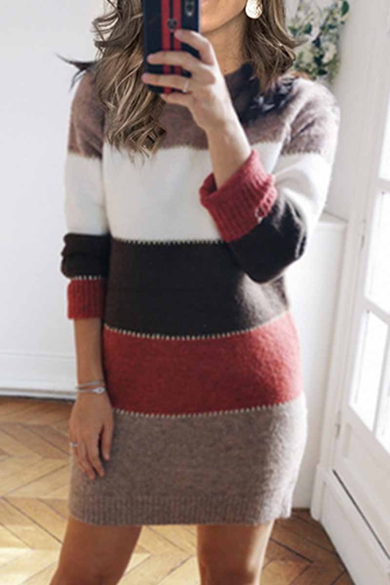 Splicing Casual Contrast Mini Dress£¨3 colors£©