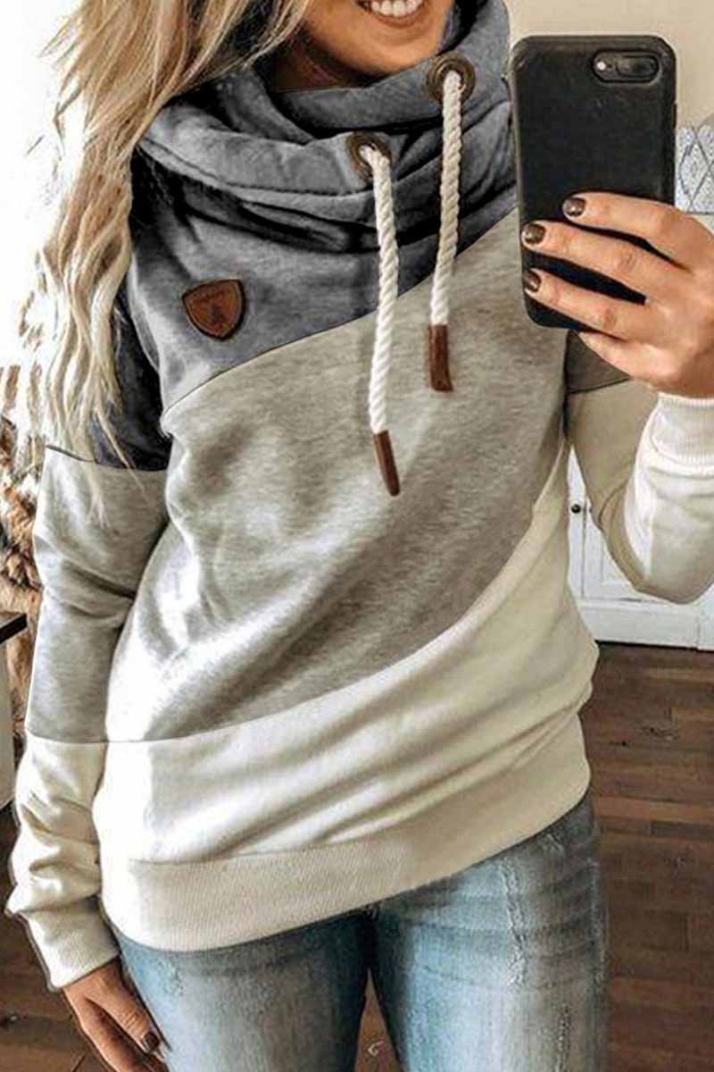 Hooded Loose Splicing Top(4 Colors)