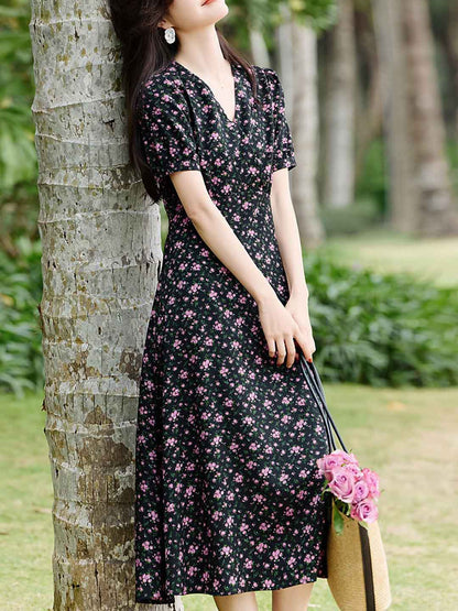 Jasmine Elegant V-neck Floral Printed Dress