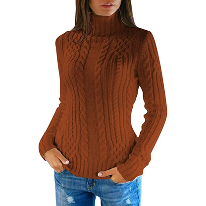 Jersey de cuello alto de punto trenzado suave para mujer | Ideal para otoño/invierno