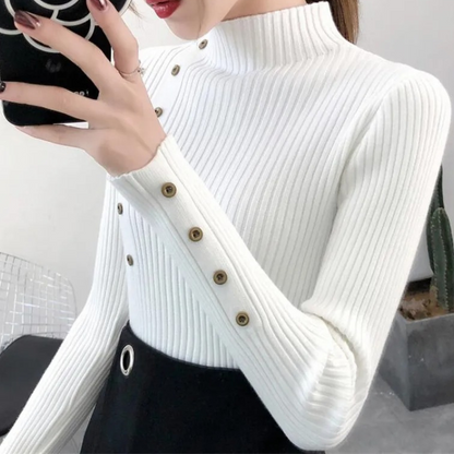 Jersey informal de punto de cuello alto para mujer | Ideal para otoño/invierno