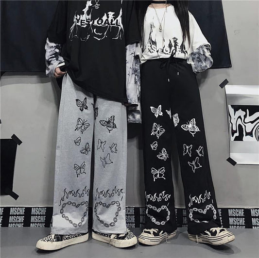 Butterfly Printed Hip Hop Long Pants
