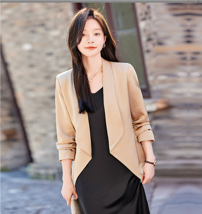 Women's Stylish Solid Colour Open-Front Blazer | For Everyday Wear