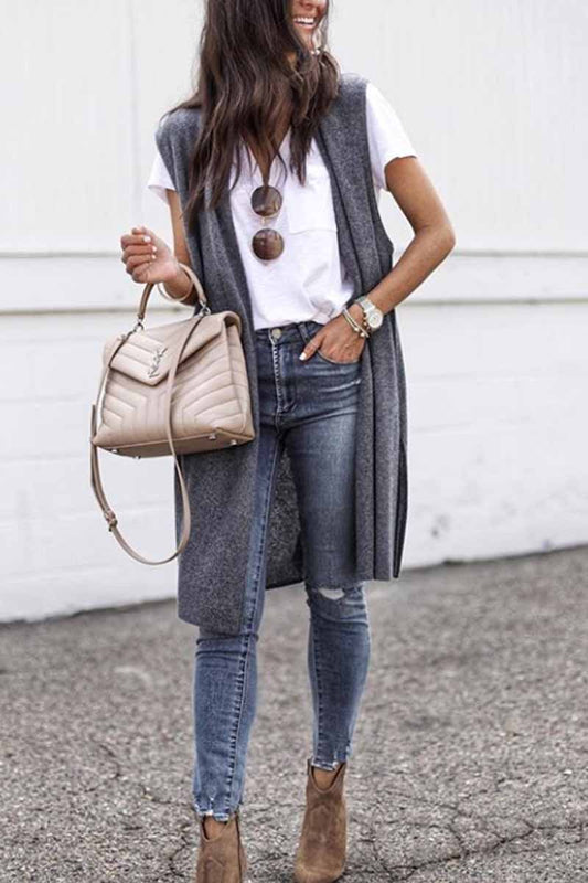 Solid Color Mid-length Vest