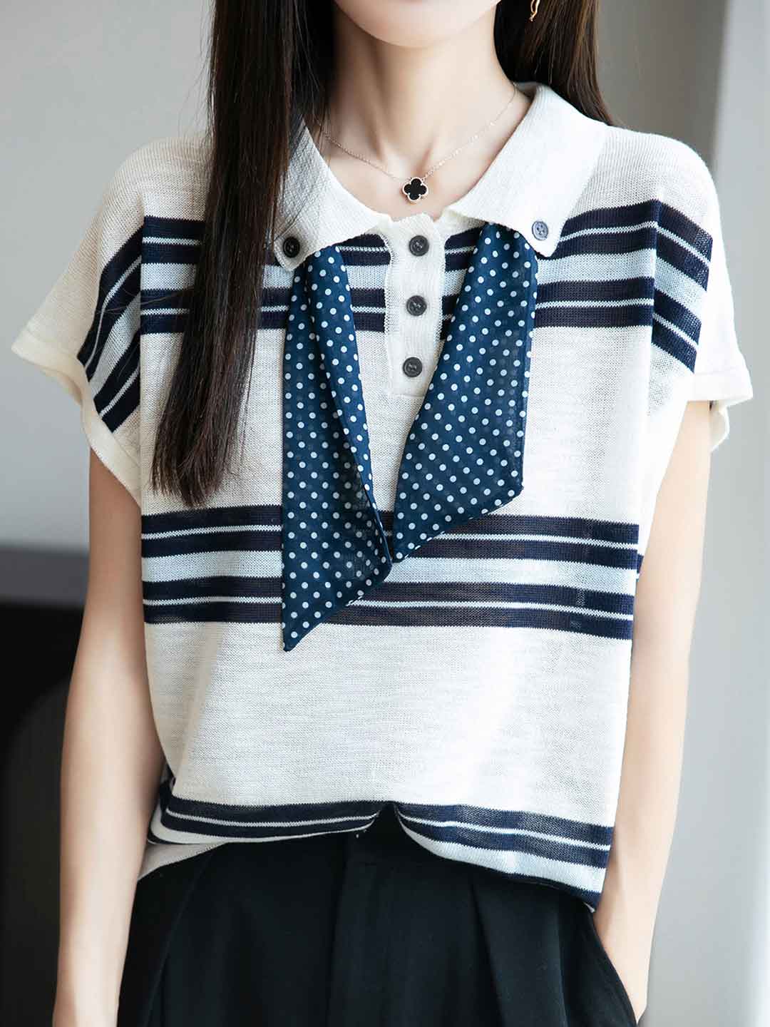 Kylie Loose Colorblock Striped Knitted Top