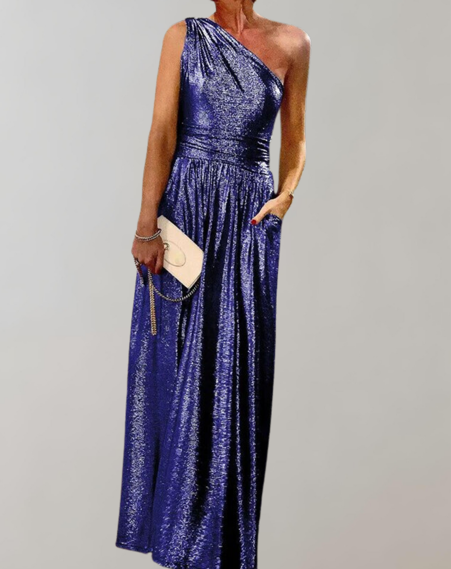 Vestido sin mangas con brillo metálico y abertura frontal para mujer | Ideal para primavera/verano