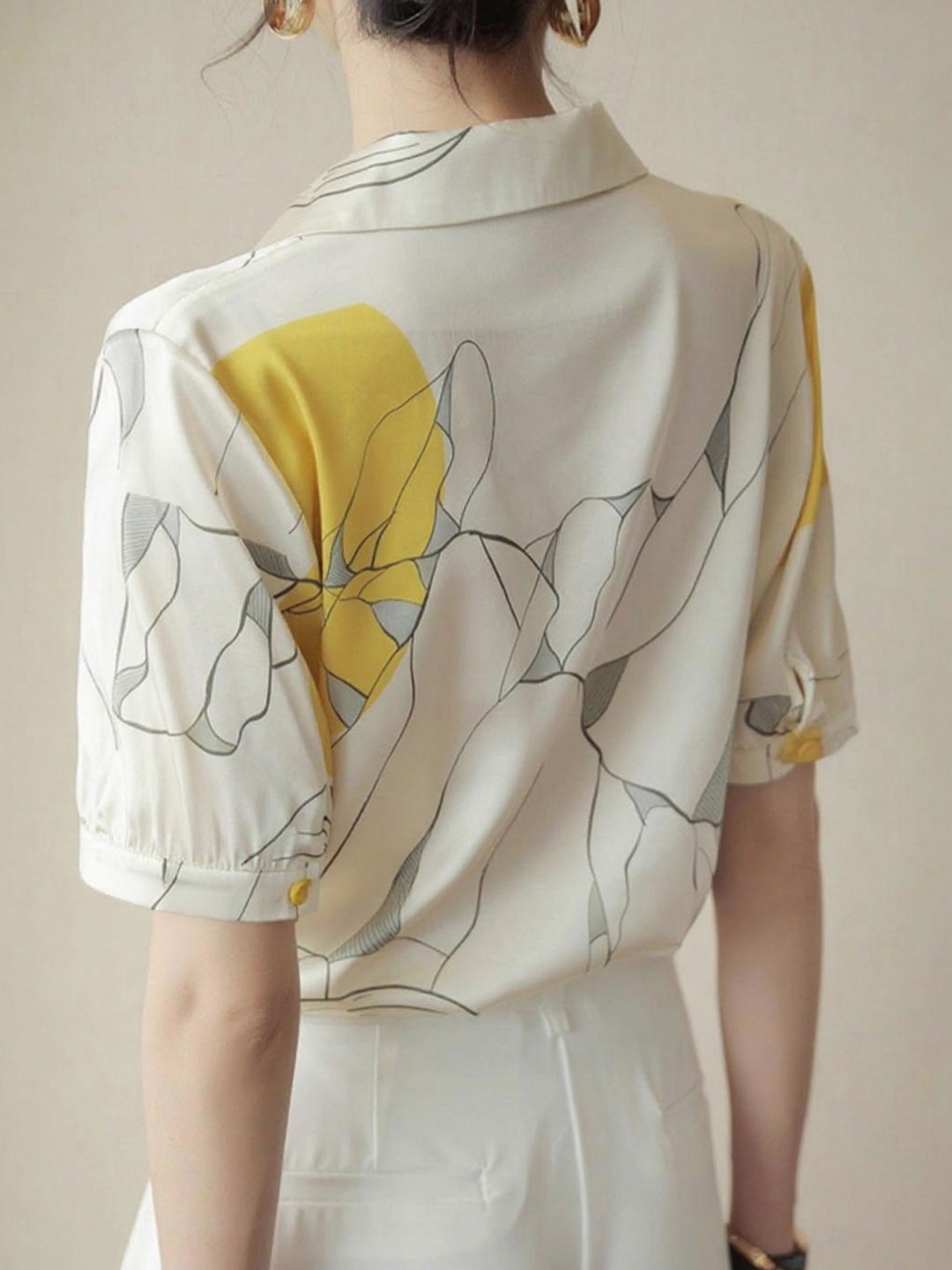 Maya Daily Polo Collar Contrast Printed Shirt