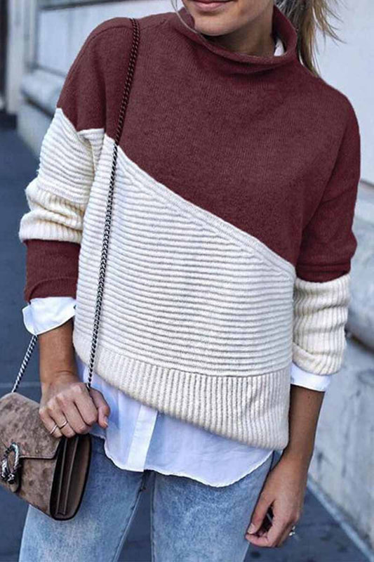 Suéter informal moderno de cachemira para mujer con diseño en contraste | Ideal para otoño/invierno