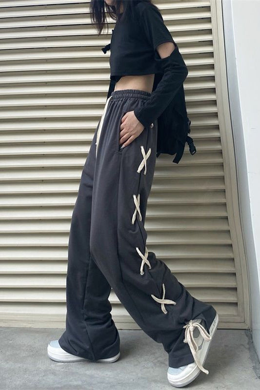 Loose Side Tie Style Jogging Pants