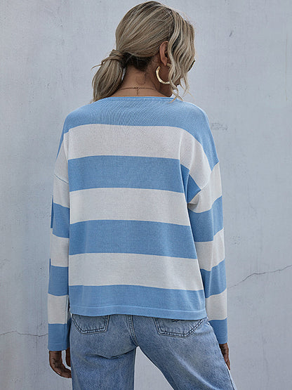Round Neck Long Sleeve Knitted Sweater