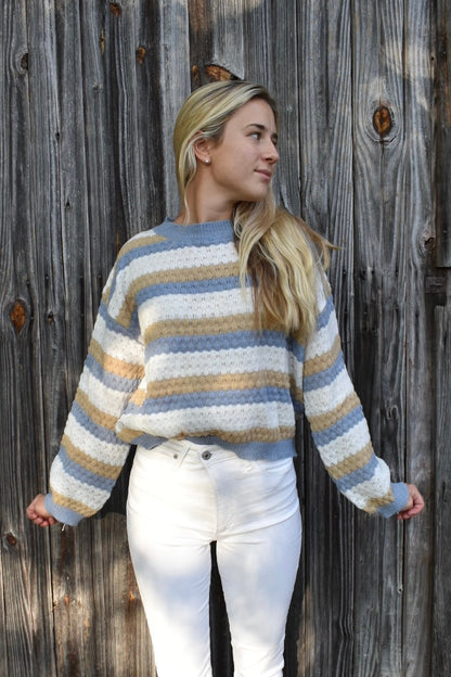 Jersey de punto a rayas para mujer con estampado | Ideal para otoño/invierno