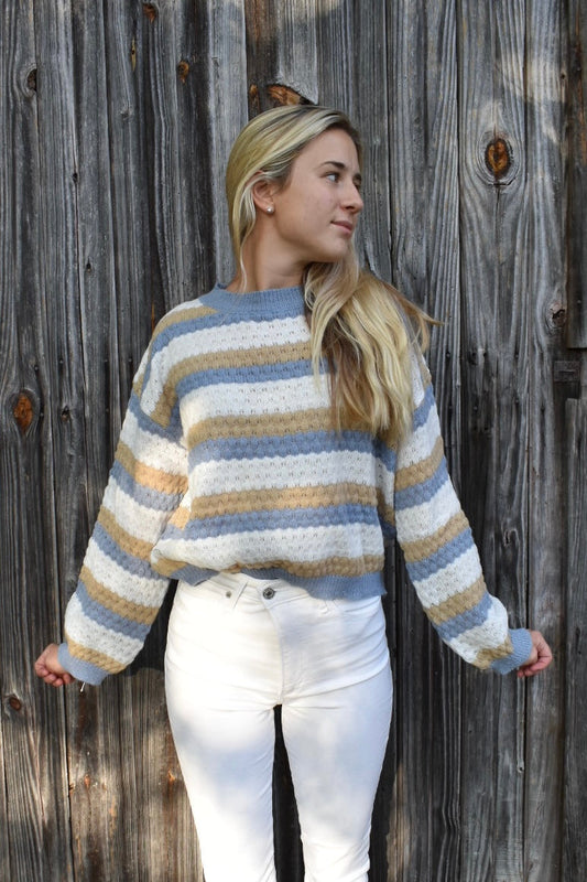Jersey de punto a rayas para mujer con estampado | Ideal para otoño/invierno