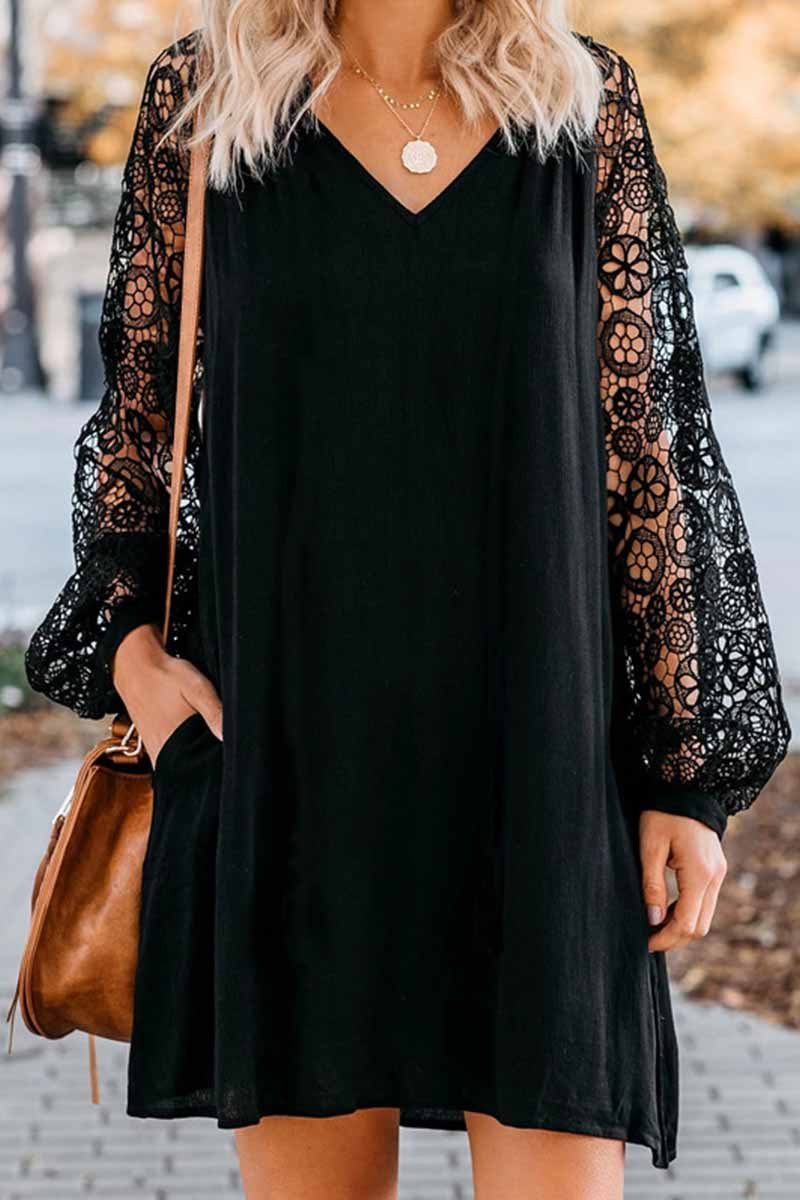V-Neck Lace Dress