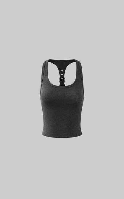 Sculpted Rib Tank Top with Harness Back Detail