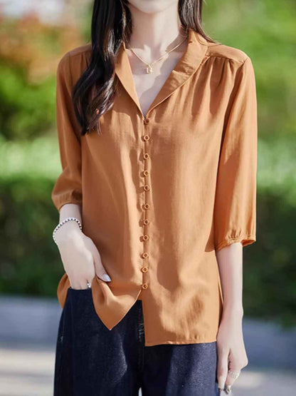 Jocelyn Elegant V-neck Lantern Sleeve Shirt