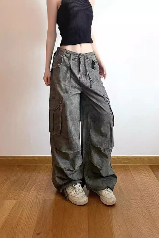 Pantalones cargo de mezclilla con camuflaje adelgazante