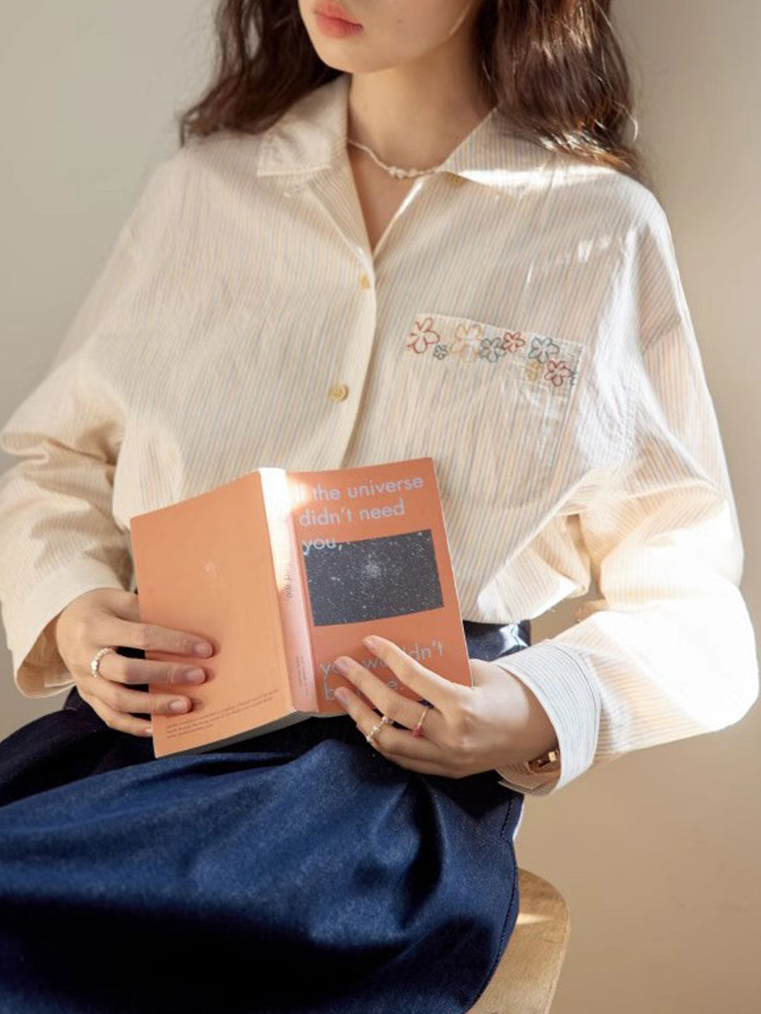 Morgan Classic Lapel Embroidered Striped Shirt