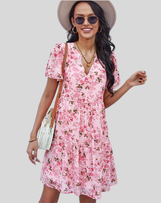 Minivestido floral de mujer con falda en forma de A para eventos de verano