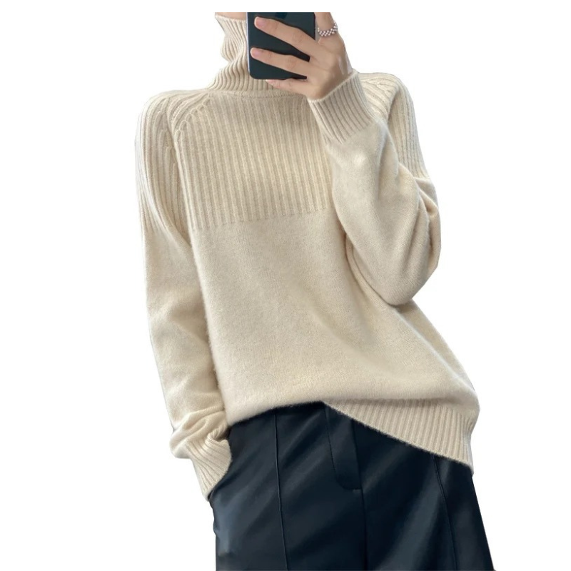 Suéter de cuello alto acanalado para mujer | Ideal para otoño/invierno