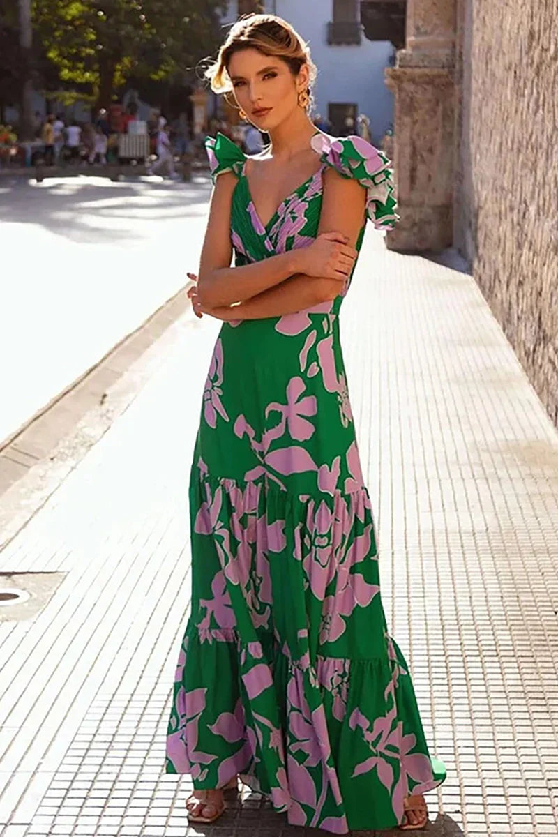 Conjunto de traje de baño de resort con estampado floral