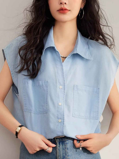 Mariah Vintage Lapel Denim Shirt
