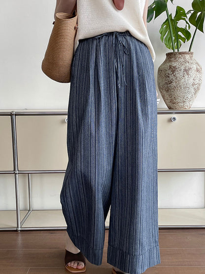 Kaitlyn Loose Striped Drawstring Wide Pants