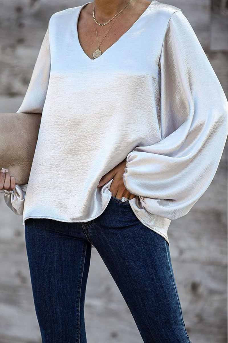 V-Neck Tops With Puff Sleeves