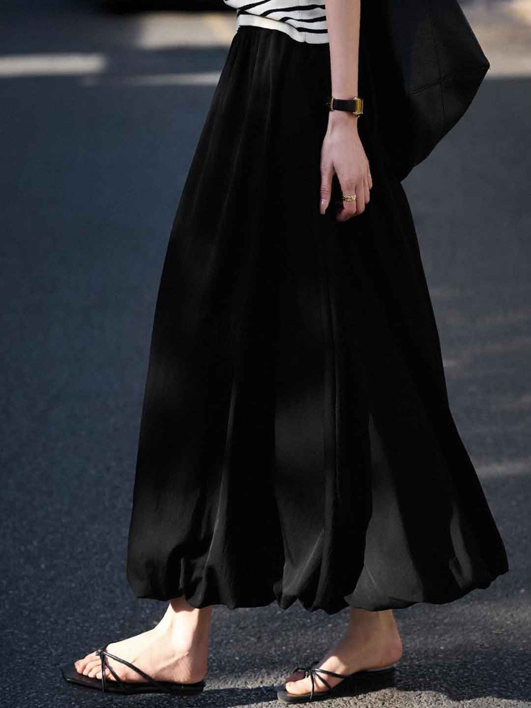 Morgan Chic Solid Color Lantern Bud Skirt