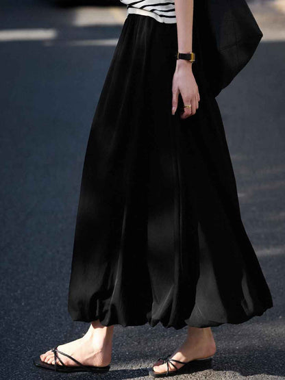 Morgan Chic Solid Color Lantern Bud Skirt