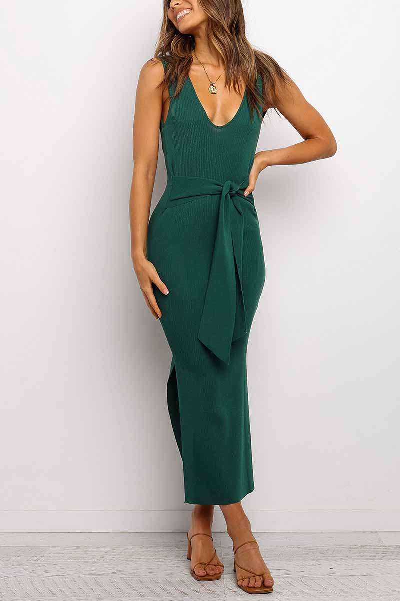 Sexy Bandage Solid Maxi Dress